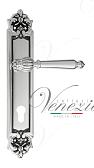 Дверная ручка Venezia на планке PL96 мод. Pellestrina (натур. серебро + чернение) под